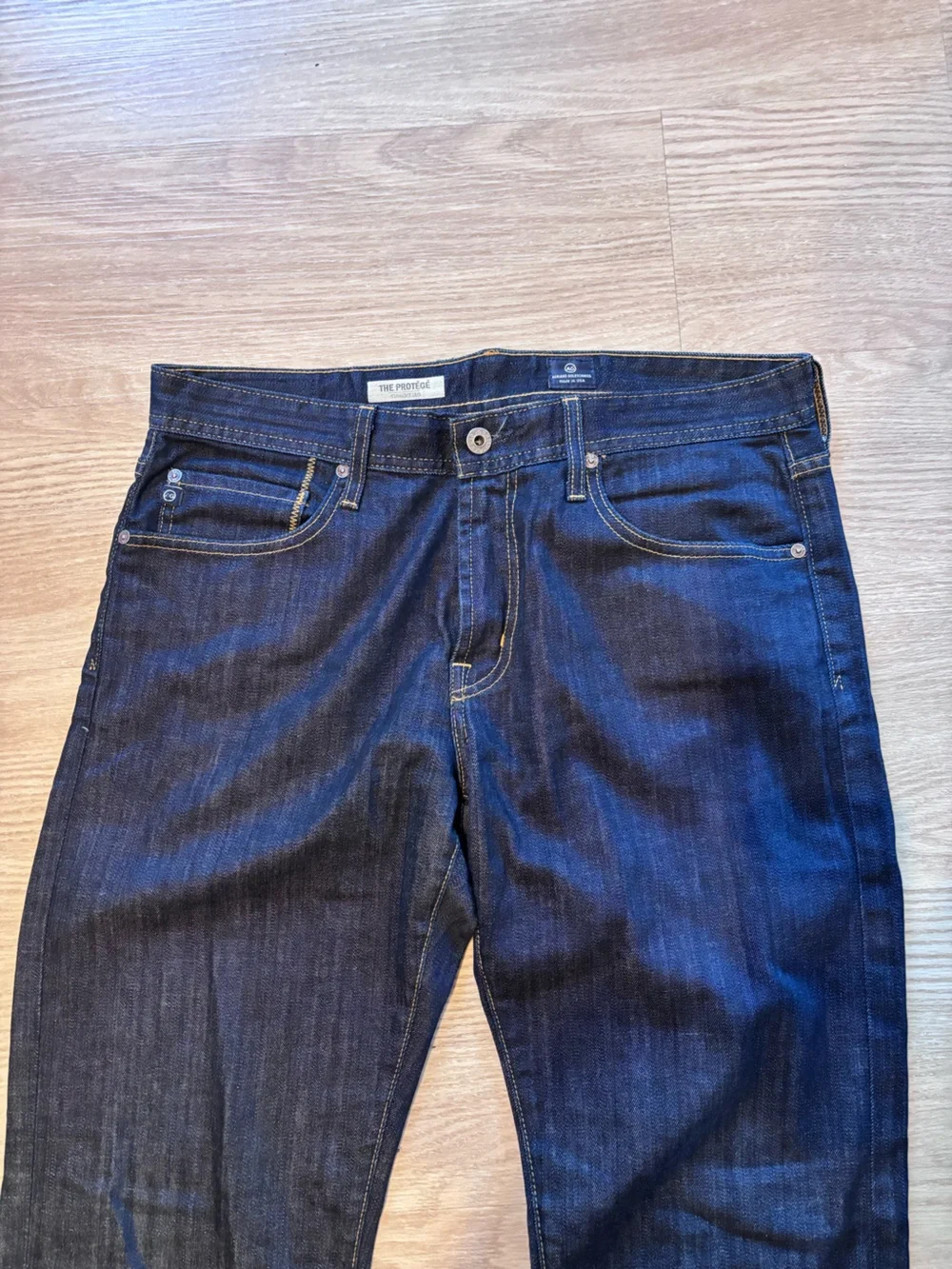 AG Adriano Goldschmied Men’s 34x32* Protege Jeans Dark Wash Raw Denim USA Made